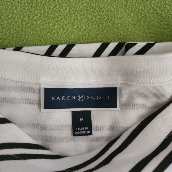 Karen Scott Asymmetrical stripped Boatneck Top (Brand New) - Picture 4 of 5